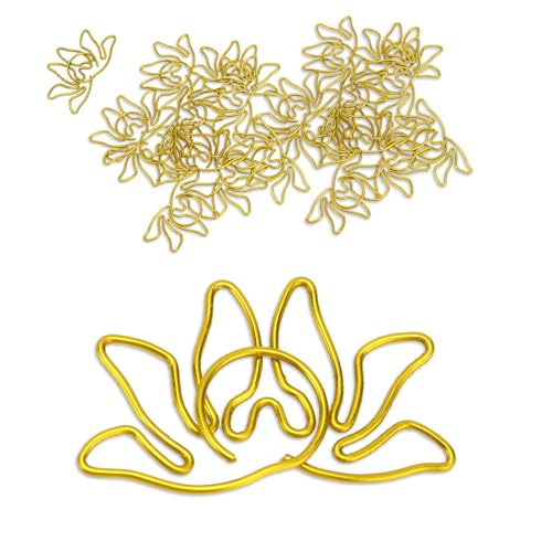Lotus Büroklammern, 100 Stück Goldfarbene Blumen Design Büroklammern Lesezeichen Niedliche Büroklammern Kleine Büroklammern Für Büro Schule Papierordner Organisieren von Cyrank