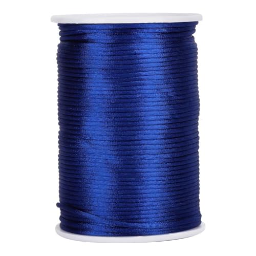 Nylon-Satinkordel 2,5 mm, Nylon-Perlenschnur, Halskettenkordel, chinesische Knotenkordel für Freundschaftsarmbänder, Halsketten, Schmuckherstellung, 100 Yards(Blau) von Cyrank
