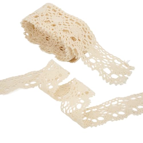 Cyrank Vintage Spitzenband, 10 Yards, Beiges Band, Dekoband Spitze Zierband, Baumwolle, 4 cm Breite, Häkelspitzenband, Vintage-Blumenspitzenband für Geschenkverpackung, DIY, Nähen, Heimdekoration Cyrank Vintage Spitzenband, 10 Yards, Beiges Band, Dekoband Spitze Zierband, Baumwolle, 4 cm Breite, Häkelspitzenband, Vintage-Blumenspitzenband für Geschenkverpackung, DIY, Nähen, Heimdekoration von Cyrank