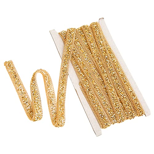Strassband, 5 Yards Bandrolle, 1,5 cm breit, goldene Strasssteine ​​zum Basteln, selbstklebendes Strass-Wickelband für die Dekoration von Hochzeitsfeiern von Cyrank