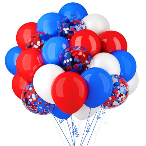 Luftballons zum 4. Juli, 30,5 cm, metallisch, rot, weiß und blau, Latex-Party-Ballon-Set mit Band, für den 4. Juli, Unabhängigkeitstag, patriotische Geburtstagsparty-Dekoration, 62 Stück Luftballons zum 4. Juli, 30,5 cm, metallisch, rot, weiß und blau, Latex-Party-Ballon-Set mit Band, für den 4. Juli, Unabhängigkeitstag, patriotische Geburtstagsparty-Dekoration, 62 Stück von Cytokio