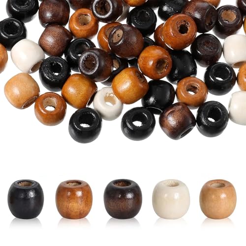200 Stück Haarperlen, natürliche Holzperlen, 5 Farben, lose Perlen, natürliche Holzhaarperlen, zum Basteln, Basteln, Halsketten, Haarzopf, Makramee-Zubehör, Schmuckhandwerk (11–12 mm, Loch: 4–5 mm) 200 Stück Haarperlen, natürliche Holzperlen, 5 Farben, lose Perlen, natürliche Holzhaarperlen, zum Basteln, Basteln, Halsketten, Haarzopf, Makramee-Zubehör, Schmuckhandwerk (11–12 mm, Loch: 4–5 mm) von Czdtq