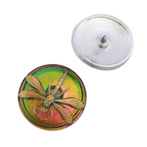 1 stk Handgemachte und lackierte tschechische Glasknopf mit Libelle Rosa Grüngold, 40,5 mm (Hand made and painted Czech glass button with dragonfly pink green gold) von Czech Glass