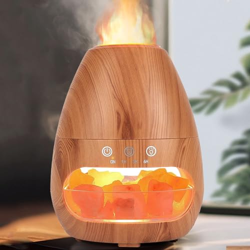 Czemo Aroma Diffuser für Ätherische Öle Flammeneffekt Raumduft Diffuser mit Salzlampe Duftöl Diffuser Ultraschall Aromatherapie Diffuser Luftbefeuchter mit Duft, 200ML von Czemo