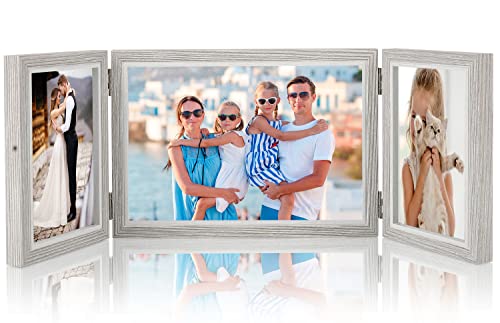 Czemo Faltbar Bilderrahmen für 3 Fotos Holz Fotorahmen Collage, 10x15 und 13x18 cm Bilderrahmen, Horizontal/Hochformat Fotorahmen für Schreibtisch, Büro, Hochzeit, Familie, Hellgrau Czemo Faltbar Bilderrahmen für 3 Fotos Holz Fotorahmen Collage, 10x15 und 13x18 cm Bilderrahmen, Horizontal/Hochformat Fotorahmen für Schreibtisch, Büro, Hochzeit, Familie, Hellgrau von Czemo