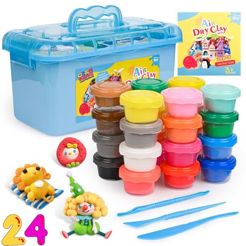 Czen Lufttrocknende Modelliermasse-Set, 24 Farben, Ton mit Werkzeugen, magischer Ton für Kinder, ultraweicher Ton, ungiftig und nicht klebrig, Spielzeuggeschenke für Kinder ab 3 Jahren Czen Lufttrocknende Modelliermasse-Set, 24 Farben, Ton mit Werkzeugen, magischer Ton für Kinder, ultraweicher Ton, ungiftig und nicht klebrig, Spielzeuggeschenke für Kinder ab 3 Jahren von Czen
