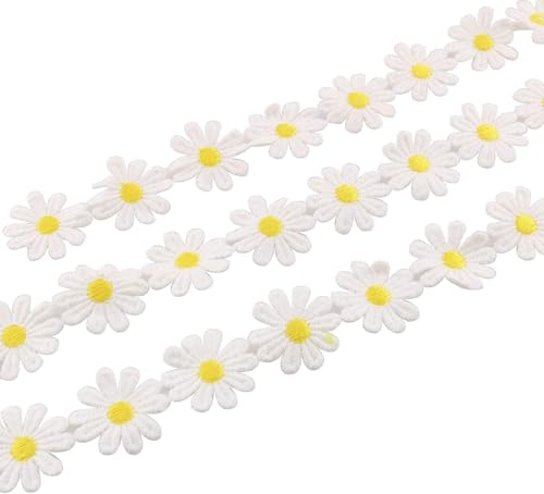100 Stück gelbe Gänseblümchen-Spitzenborte, handgefertigte bestickte Blume, Nähzubehör, Bastelverzierungen und Bastelverzierungen, Nähspitze 100 Stück gelbe Gänseblümchen-Spitzenborte, handgefertigte bestickte Blume, Nähzubehör, Bastelverzierungen und Bastelverzierungen, Nähspitze von Czhotg