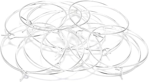 Silberne Kreolen, 35 mm, Metall, große Kreise, Ohrringe, Drähte für DIY-Schmuckherstellung, Schmuckzubehör, Ohrring-Verschlüsse und Fundstücke (3,5 cm), 50 Stück von Czhotg