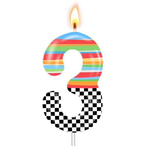 Nummer 3 Rennwagen Geburtstag Kuchen Kerze Rennwagen Kuchen Topper Monstertruck Thema Geburtstagsfeier Kuchen Dekorationen, Farbige Schwarz Weiß Karierte Kerze Nummer 3 Rennwagen Geburtstag Kuchen Kerze Rennwagen Kuchen Topper Monstertruck Thema Geburtstagsfeier Kuchen Dekorationen, Farbige Schwarz Weiß Karierte Kerze von Czlotyh