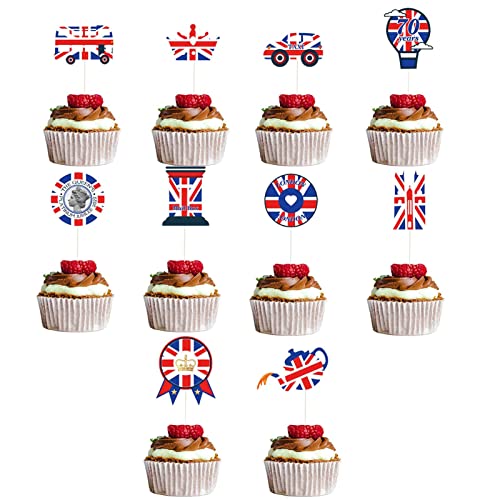 D A Queen's 70th Platinums Jubiläum Kuchendekorationen, 30 Stück Jubiläum Kuchenaufsätze, Union Jack British London Cupcake Toppers Party Supplies, Großbritannien patriotische Kuchenplektren D A Queen's 70th Platinums Jubiläum Kuchendekorationen, 30 Stück Jubiläum Kuchenaufsätze, Union Jack British London Cupcake Toppers Party Supplies, Großbritannien patriotische Kuchenplektren von D/A