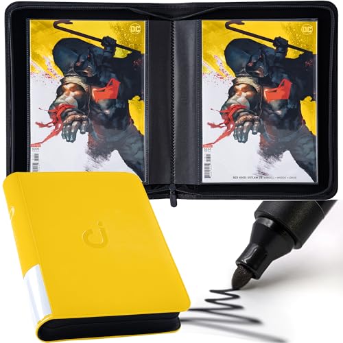 D DACCKIT Comic-Binder, Comic-Bücher-Album mit Hüllen, passend für normale Comics und Comics, verpackt und mit Karton – Comic-Aufbewahrungsordner für 24 Comic-Bücher (Modell A, Goldgelb) von D DACCKIT