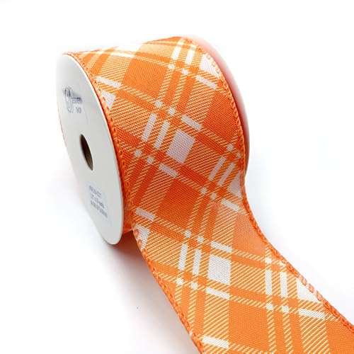 Designer's Shop WR 63-5217 Schleifenband mit Drahtrand, 6,3 cm x 9,1 m für Bastelarbeiten, Urlaubsschleife, Baumkranz, Dekoration (Orange) von D DESIGNER'S SHOP