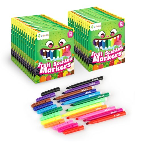 D-FantiX Filzstifte mit Fruchtduft, waschbar, 288 Stück, für Kinder, Schulbedarf, Geschenkideen für Spenden, Partygeschenke, Klassenzimmer, Lehrer, Jungen, Mädchen, 24 Packungen D-FantiX Filzstifte mit Fruchtduft, waschbar, 288 Stück, für Kinder, Schulbedarf, Geschenkideen für Spenden, Partygeschenke, Klassenzimmer, Lehrer, Jungen, Mädchen, 24 Packungen von D-FantiX