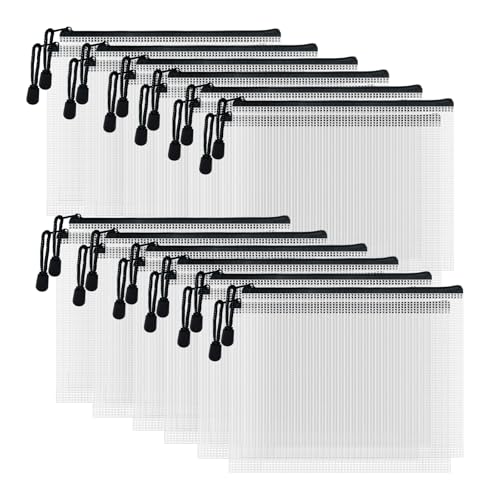 D-KINGCHY 24 x Aufbewahrungsbeutel mit Reißverschluss, Kunststoff-Netztasche mit Reißverschluss für Organisation, wasserdicht, vielseitige Taschen für Bürobedarf, Schule, Reisen D-KINGCHY 24 x Aufbewahrungsbeutel mit Reißverschluss, Kunststoff-Netztasche mit Reißverschluss für Organisation, wasserdicht, vielseitige Taschen für Bürobedarf, Schule, Reisen von D-KINGCHY