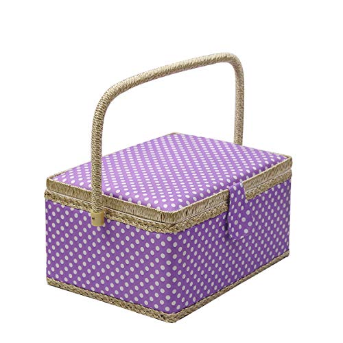 D&D Nähkästchen Lila Polka Dot Nähkästchen Groß mit Fächern inklusive wesentlichem Zubehör, integriertem Nadelkissen, Tasche und herausnehmbarem Tablett (31 * 22,5 * 15 cm) D&D Nähkästchen Lila Polka Dot Nähkästchen Groß mit Fächern inklusive wesentlichem Zubehör, integriertem Nadelkissen, Tasche und herausnehmbarem Tablett (31 * 22,5 * 15 cm) von D&D