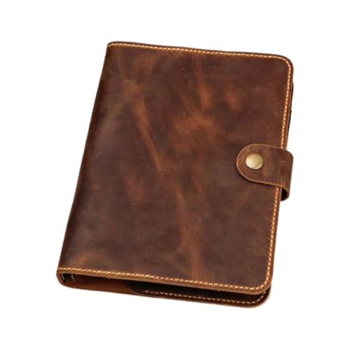 D&M leather studio Vintage Leder Notizbuch A5/A6, Vollnarbenleder Ringbuch mit 6-Ring Mechanik, Stiftschlaufe & Kartenfächer, Braun, 23 x 18,5 cm / 18,5 x 14,5 cm von D&M leather studio
