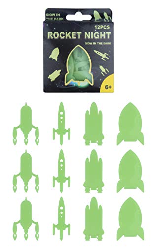 3D-Leuchtende Raketen, fluoreszierende Wandaufkleber, Dekoraufkleber, sensorische Kinderzimmer-Dekoration (12 Raketen) von D.A.Y. Republic
