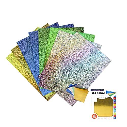 A4 Holografischer Karton, Packung mit 8 Bögen, Standard-A4-Karte, in 4 Farben, einschließlich Gold, Silber, Grün und Blau, holografischer Karton, 210 g/m², für Kunst und Handwerk (holografische Karte) A4 Holografischer Karton, Packung mit 8 Bögen, Standard-A4-Karte, in 4 Farben, einschließlich Gold, Silber, Grün und Blau, holografischer Karton, 210 g/m², für Kunst und Handwerk (holografische Karte) von D.A.Y. Republic
