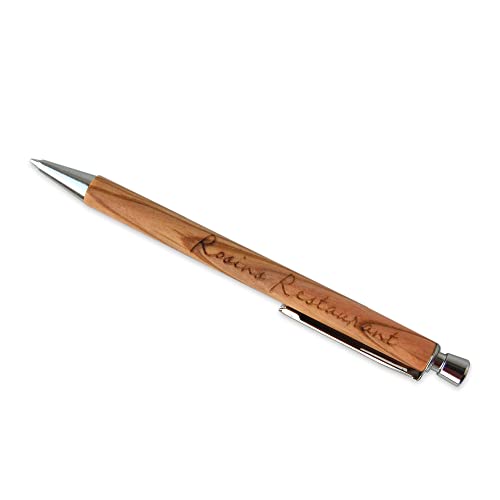 D.O.M.® Kugelschreiber und Sockel aus naturbelassenem Olivenholz - Gravur möglich (Ohne Gravur) von D.O.M. Die Olivenholz Manufaktur