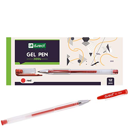 D.RD.RECT 3006 Gelkugelschreiber | Kugelschreiber Ergonomisch | Gelschreiber Ergonomischer Griff | Durchsichtiges Gehäuse Pen Set 12 Stück - Rot D.RD.RECT 3006 Gelkugelschreiber | Kugelschreiber Ergonomisch | Gelschreiber Ergonomischer Griff | Durchsichtiges Gehäuse Pen Set 12 Stück - Rot von D.RECT