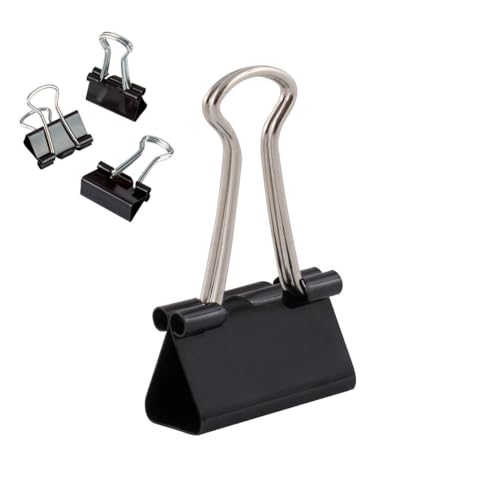 D.RECT Metal Foldbackklammern - Foldback Klammern Verpackung 12 Stück x 12 Pack(144 Klammern) 25mm - Vielzweckklammern, Metall Binder Clips für: Notizen, Briefpapier - Büroklammern Gross, Schwarz von D.RECT
