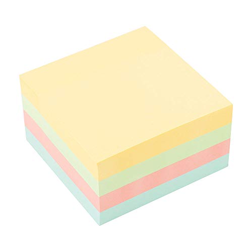 D.RECT 009262 Haftnotizwürfel Super Sticky Notes Selbstklebende Haftnotizzettel in 75x75mm 450 Blatt Pastellfarben von D.RECT