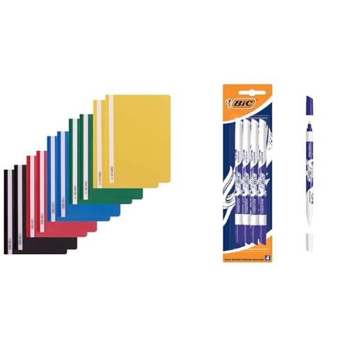 D.RECT 10 Stück Schnellhefter Pappe & BIC Tintenkiller, 4 Stück, Tintenlöscher schmierfest, Ideal für das Büro, das Home Office oder die Schule D.RECT 10 Stück Schnellhefter Pappe & BIC Tintenkiller, 4 Stück, Tintenlöscher schmierfest, Ideal für das Büro, das Home Office oder die Schule von D.RECT