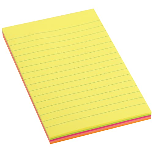 D.RECT 110520 Haftnotizen 98x150mm 100 Blatt, 5Farben: 20 Blatt pro Farbe) Neon in unterschiedlichen Farben Mehrfarbig Liniert von D.RECT