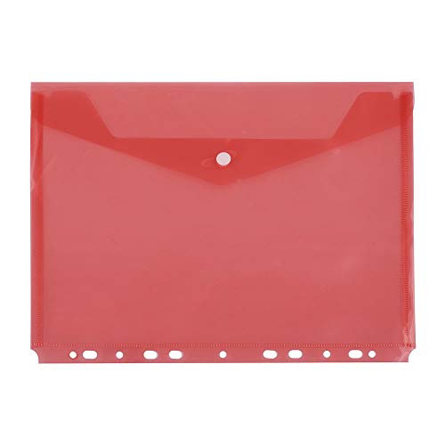 D.RECT 110544 Dokumenten-Mappe Brieftaschen zum Abheften mit Druckknopf und Eurolochung PP A4 Transparent Rot von D.RECT