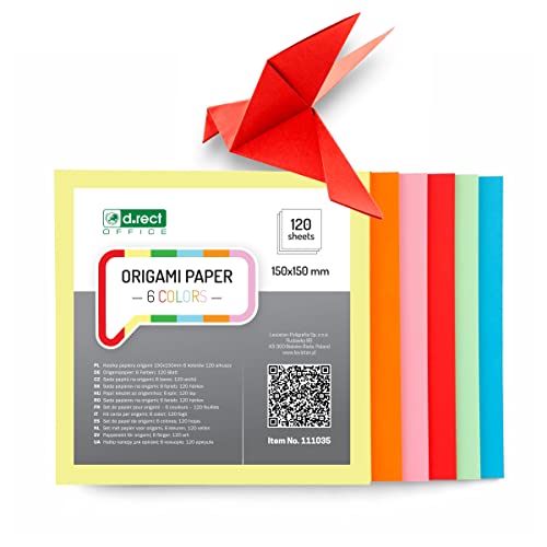 D.RECT 120 Blatt Origamipapier Doppelseitiger Faltpapier 15x15cm 150x150mm 6 Farben von D.RECT