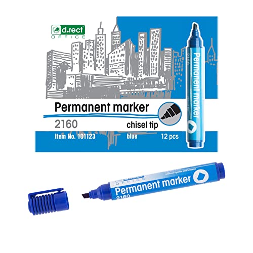 D.RECT - 2160 CT Permanentmarker | Wasserfest und Schnell-Trocknend | für Viele Oberflächen | Sichere Tinte | Blau - 12 Stück D.RECT - 2160 CT Permanentmarker | Wasserfest und Schnell-Trocknend | für Viele Oberflächen | Sichere Tinte | Blau - 12 Stück von D.RECT