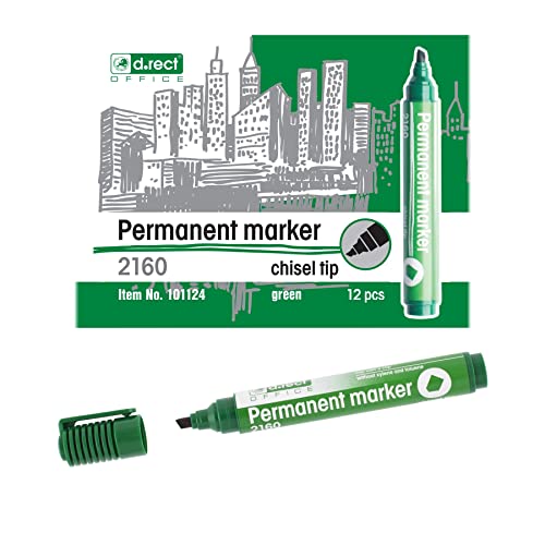 D.RECT - 2160 CT Permanentmarker | Wasserfest und Schnell-Trocknend | für Viele Oberflächen | Sichere Tinte | Grün - 12 Stück D.RECT - 2160 CT Permanentmarker | Wasserfest und Schnell-Trocknend | für Viele Oberflächen | Sichere Tinte | Grün - 12 Stück von D.RECT