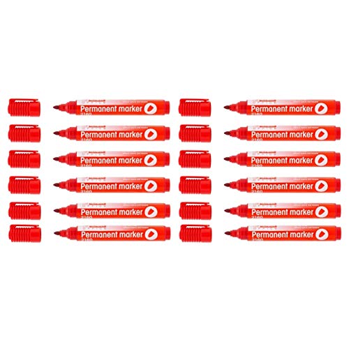 D.RECT 2160 Permanentmarker wasserfest mit Rundspitze für viele Oberflächen Rot 12 Stück D.RECT 2160 Permanentmarker wasserfest mit Rundspitze für viele Oberflächen Rot 12 Stück von D.RECT