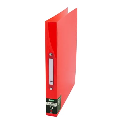 D.RECT 2200 Plastik-Ringordner Ringbuch aus PP, Plastik-Cover, Polypropylene, A4 35mm Rückenbreite 2 Ringe, Transparent Rot von D.RECT
