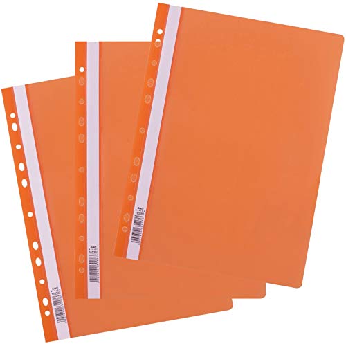 D.RECT 25 Stück | Schnellhefter A4 mit Lochung aus Kunststoff mit transparentem Vorderdeckel | Plastik-Schnellhefter aus PP-Folie | gelocht - Eurolochung Orange D.RECT 25 Stück | Schnellhefter A4 mit Lochung aus Kunststoff mit transparentem Vorderdeckel | Plastik-Schnellhefter aus PP-Folie | gelocht - Eurolochung Orange von D.RECT