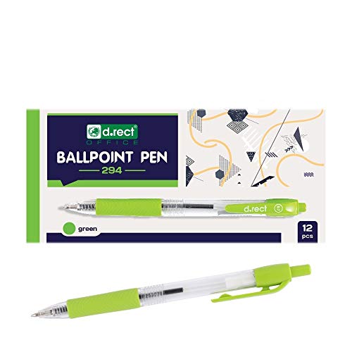 D.RECT 294 Kugelschreiber mit ergonomischer gummierte Griff für Büro und Haushalt Strichstärke 0,7mm 12 Stück Grün von D.RECT