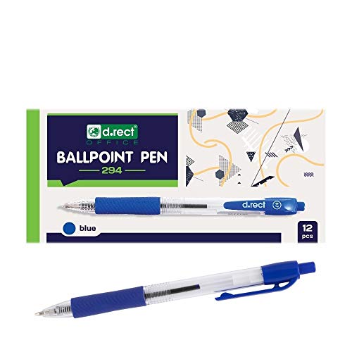 D.RECT 294 Kugelschreiber mit ergonomischer gummierte Griff für Büro und Haushalt Strichstärke 0,7mm Blau 12 Stück von D.RECT