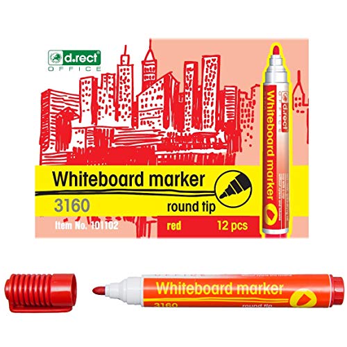 D.RECT 3160 Whiteboard Marker für Whiteboards und Flipcharts, abwischbar Glasboard Marker Rundspitze Blau x 12 Stück D.RECT 3160 Whiteboard Marker für Whiteboards und Flipcharts, abwischbar Glasboard Marker Rundspitze Blau x 12 Stück von D.RECT