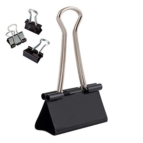 D.RECT Metal Foldbackklammern - Foldback Klammern Verpackung 12 Stück 41mm - Vielzweckklammern, Metall Binder Clips für: Notizen, Briefpapier - Büroklammern Gross, Schwarz D.RECT Metal Foldbackklammern - Foldback Klammern Verpackung 12 Stück 41mm - Vielzweckklammern, Metall Binder Clips für: Notizen, Briefpapier - Büroklammern Gross, Schwarz von D.RECT