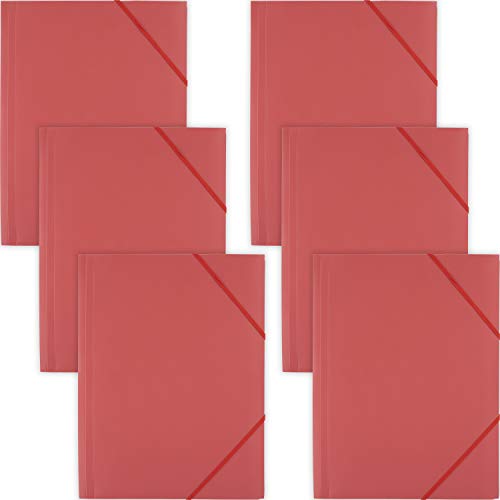 D.RECT 6 Stück Sammelmappe | Postmappe aus Kunststoff/PP mit Gummiband | Gummizugmappe aus plastik für DIN A4 | Rot von D.RECT