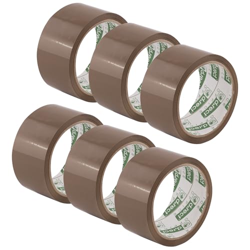 D.RECT-6er Pack Klebeband, 6 braunen Paketklebeband-Rollen 50m x 48mm, zum Verpacken von Paketen und Versandschachteln, Braun von D.RECT