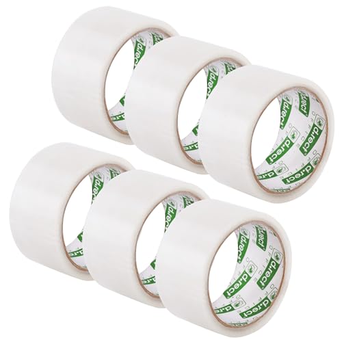 D.RECT-6er Pack Klebeband, 6 transparenten Paketklebeband-Rollen 50m x 48mm, zum Verpacken von Paketen und Versandschachteln, Transarent von D.RECT