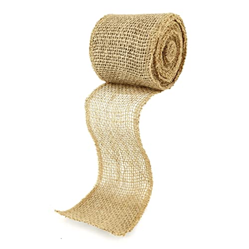 D.RECT Juteband Natur Braun Rolle 7x500cm - 7cm Breit - Jute Geschenkband Vintage - Dekoband Hochzeit - Jutestoff für Floristik und Dekoration von D.RECT