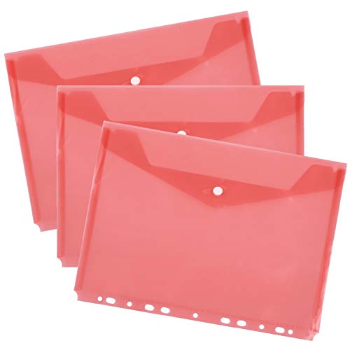 D.RECT Dokumenten-Mappe Brieftaschen zum Abheften mit Druckknopf und Eurolochung PP A4 transparent Rot 10 Stück von D.RECT