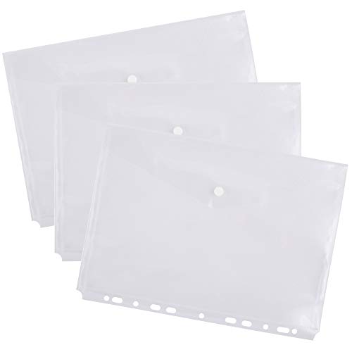 D.RECT 9146 Dokumenten-Mappe Brieftaschen zum Abheften mit Druckknopf und Eurolochung PP A4 transparent Weiß 10 Stück von D.RECT