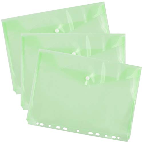 D.RECT Dokumenten-Mappe Brieftaschen zum Abheften mit Druckknopf und Eurolochung PP A4 transparent grün 10 Stück von D.RECT