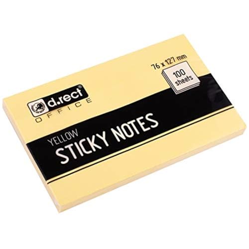 D.RECT - Haftnotizen (76x127mm) | Haftnotizzettel Für Büro | Selbstklebende Notizzettel | Klebezettel | Sticky Notes | 100 Blatt | Gelb von D.RECT