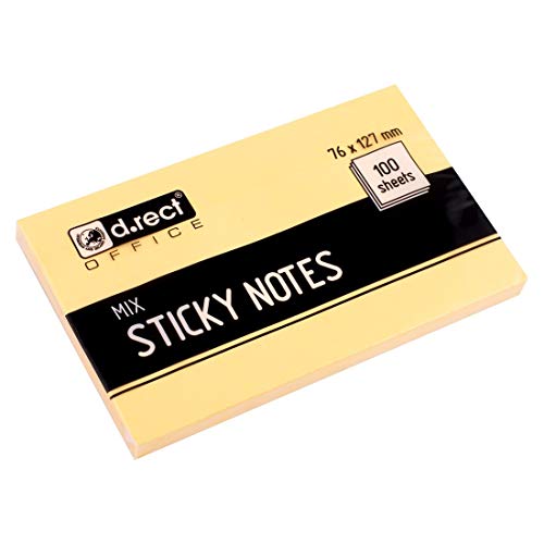 D.RECT - Haftnotizen (76x127mm) | Haftnotizzettel für Büro | Selbstklebende Notizzettel | Klebezettel | Sticky Notes | 100 Blatt | Multicolor von D.RECT