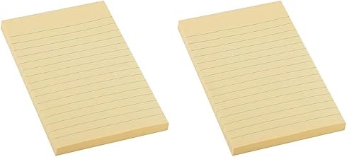 D.RECT Haftnotizen Linierte Sticky Notes Klebezettel und Haftnotizzettel Selbstklebende Notizzettel für Büro 98x150mm 100 Blatt Gelb Liniert (Packung mit 2) von D.RECT