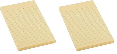 D.RECT Haftnotizen Linierte Sticky Notes Klebezettel und Haftnotizzettel Selbstklebende Notizzettel für Büro 98x150mm 100 Blatt Gelb Liniert (Packung mit 2) von D.RECT